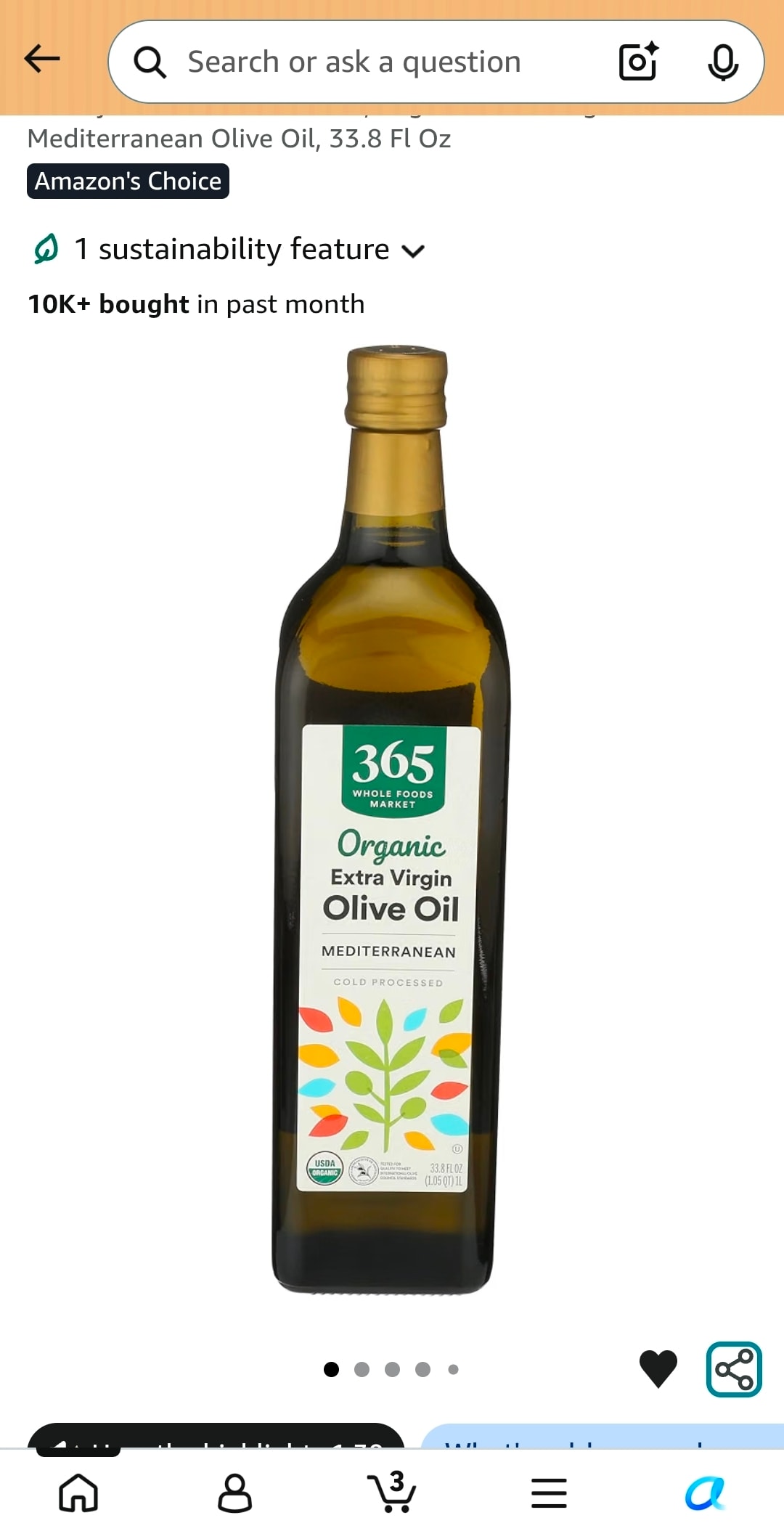 365 by Whole Foods Market Organic Extra Virgin Mediterranean Olive Oil