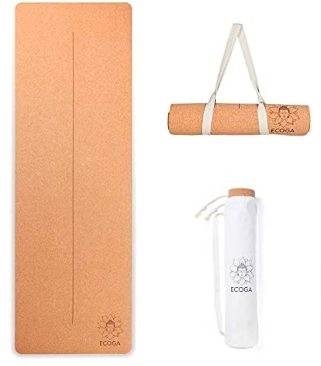 Premium Cork Yoga Mat With Alignment Marks — 5mm Thick