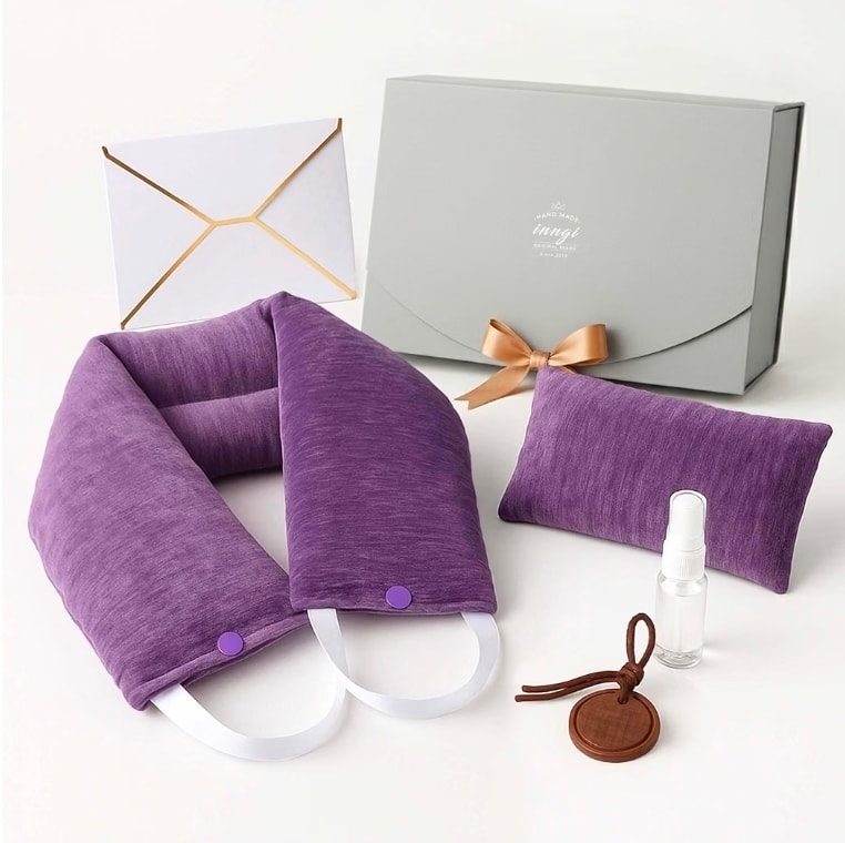 inngi Premium Lavender Microwavable Neck Wrap Set with Eye Pillow