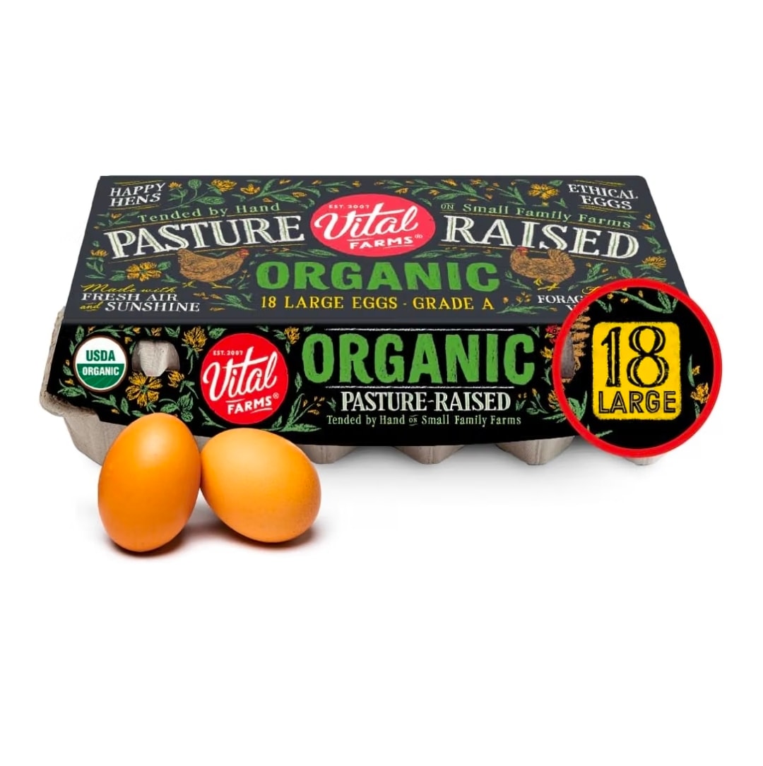 Vital Farms Organic Pasture-Raised Large Eggs, 18 Count
